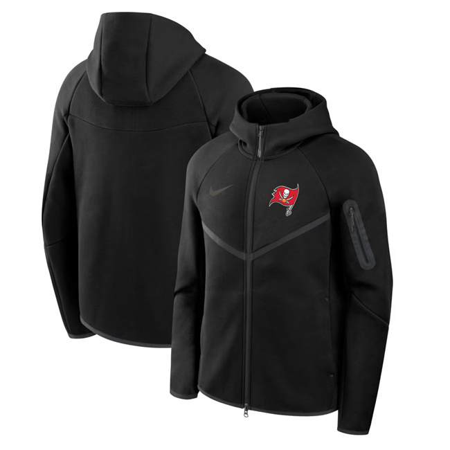 Men's Tampa Bay Buccaneers Black Tech Fleece Full-Zip Windrunner Hoodie